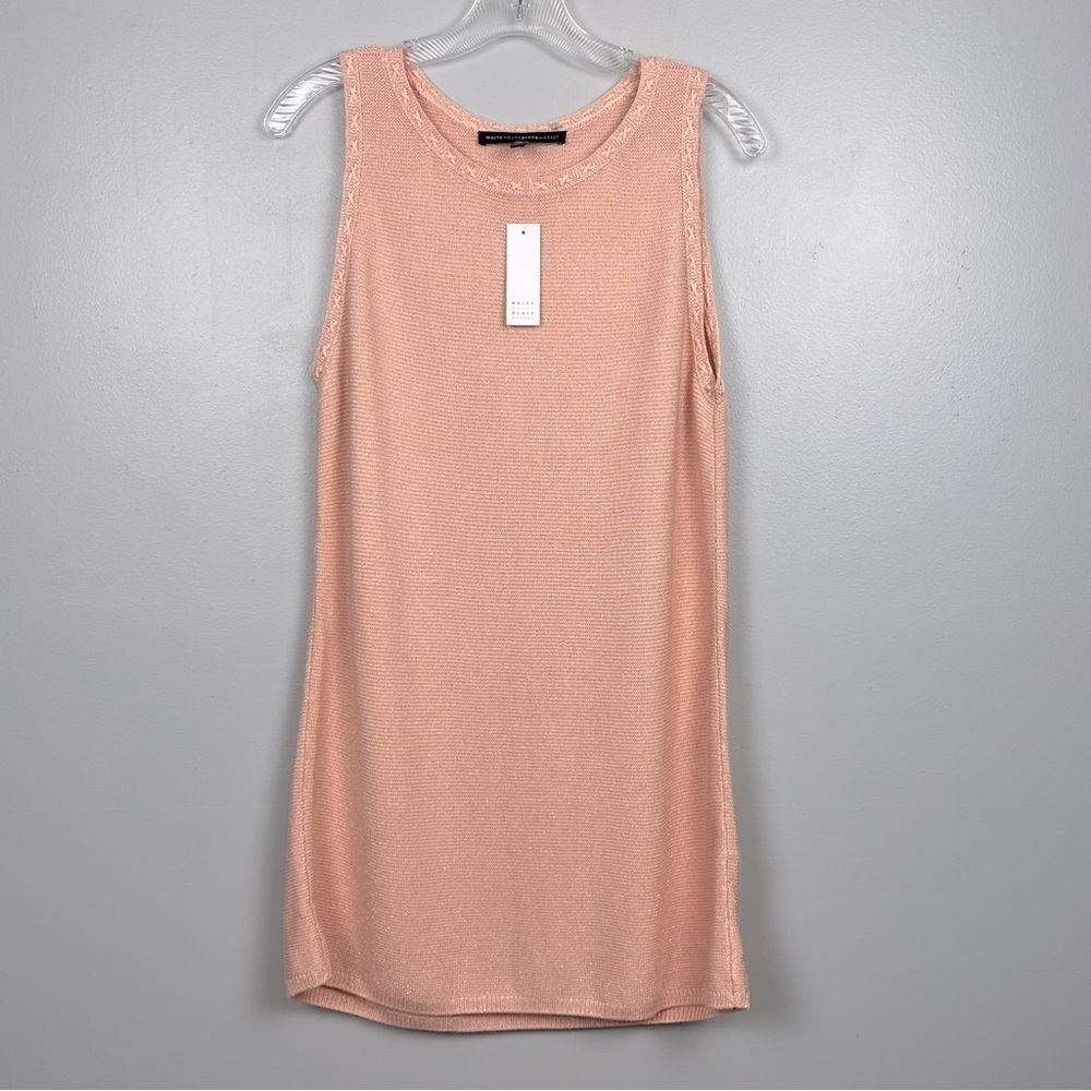 NWT White House Black Market peach rayon blend knit tank mini dress, large.